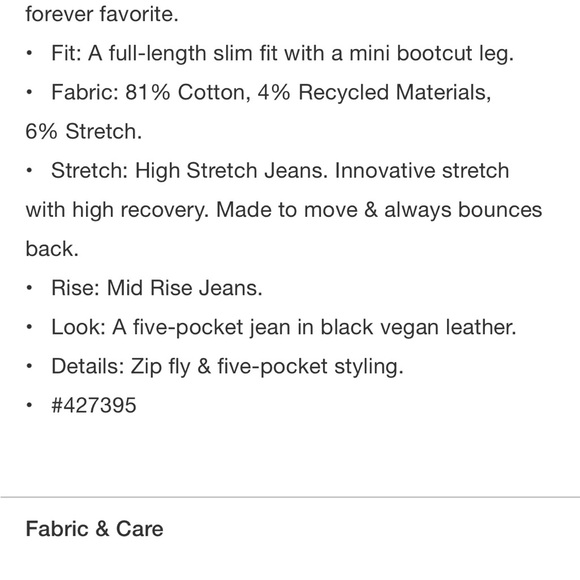 Gap Mid Rise Vegan Leather Baby Boot Pants 31/12S - Picture 9 of 9